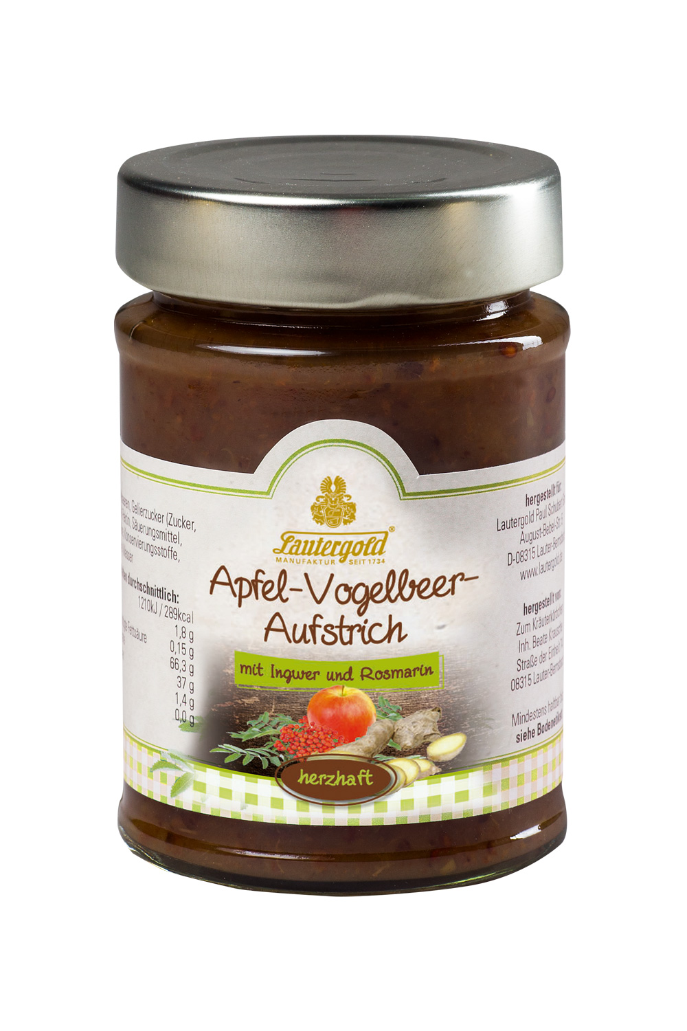 Apfel-Vogelbeer-Fruchtaufstrich mit Ingwer und Rosmarin Apfel-Vogelbeere-Fruchtaufstrich