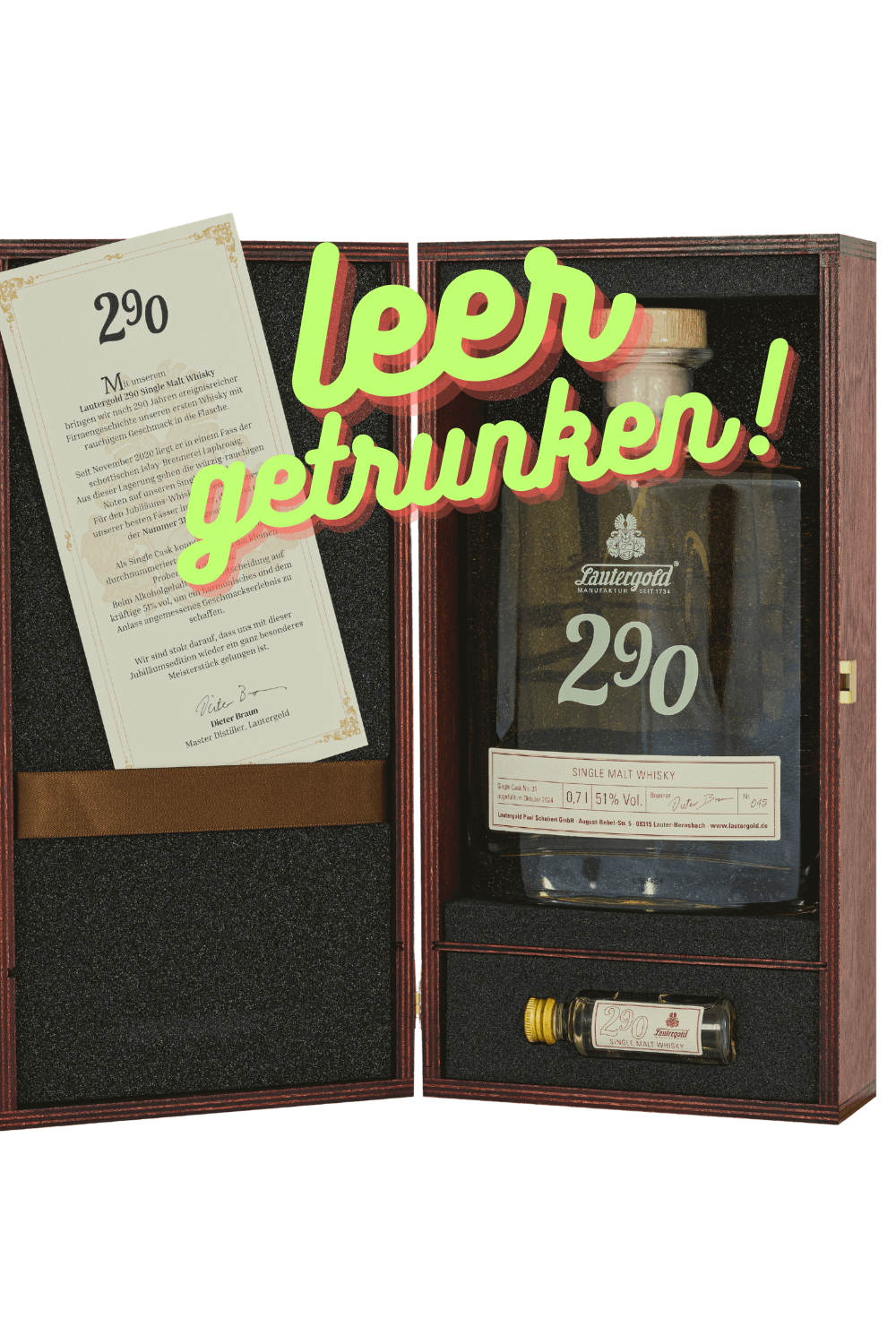 290 Single Malt Whisky Jubiläumsedition 2024 290 Whisky leer