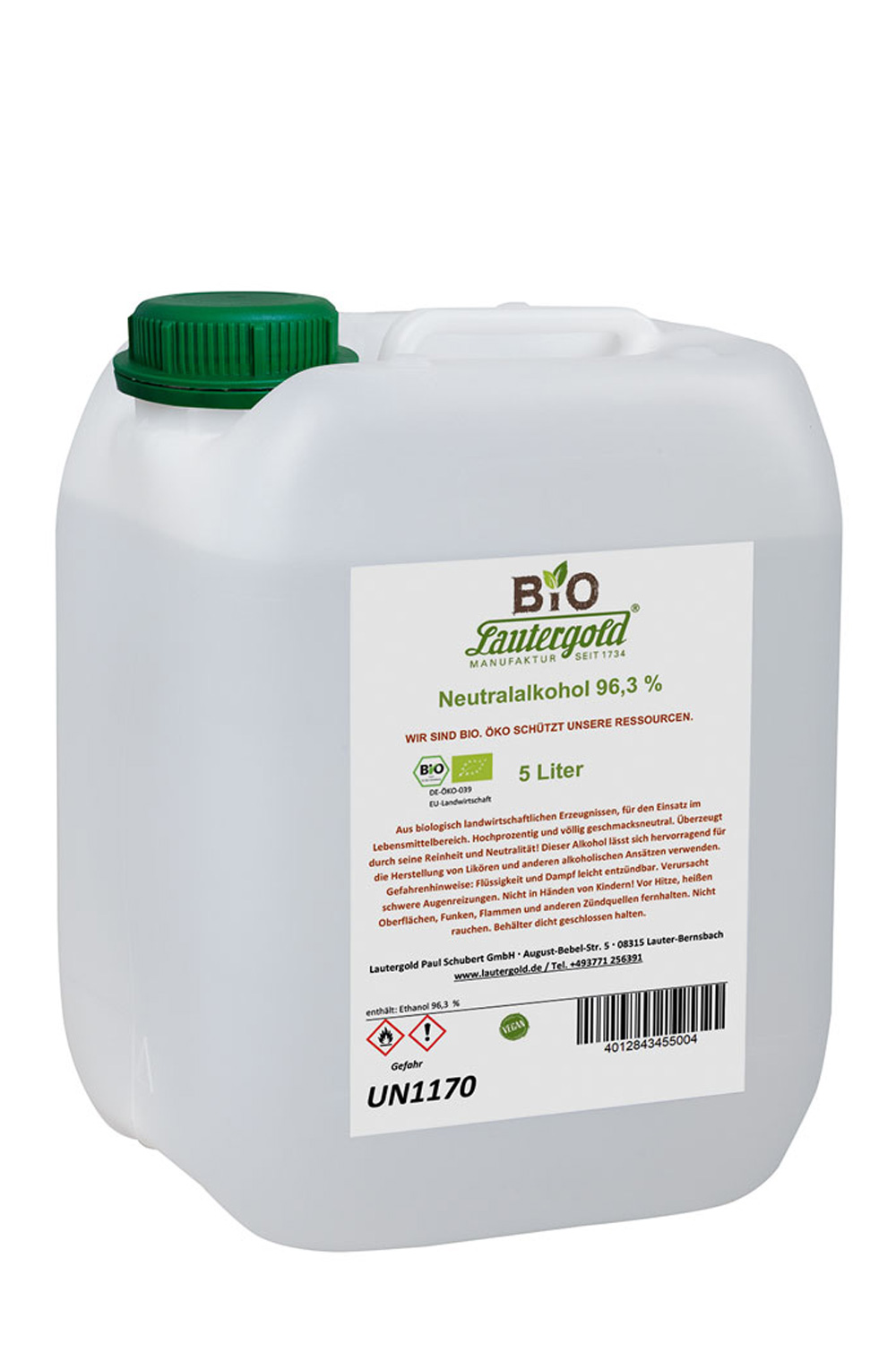 Bio Neutralalkohol 96,3% vol. im Kanister Bio-Neutralalkohol