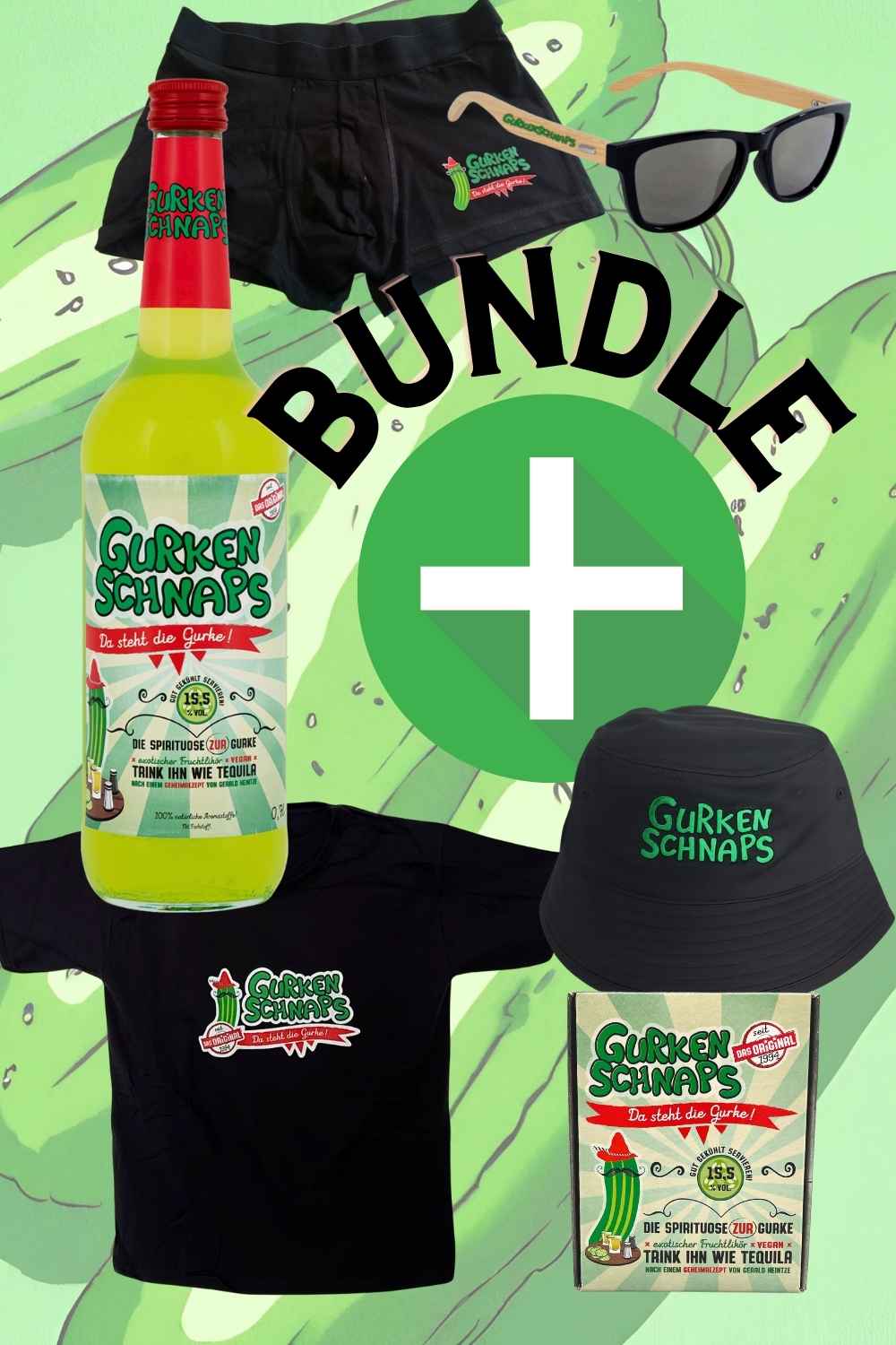 Fanbundle Gurkenschnaps + Drilling + Boxer + Shirt + Brille + Hat